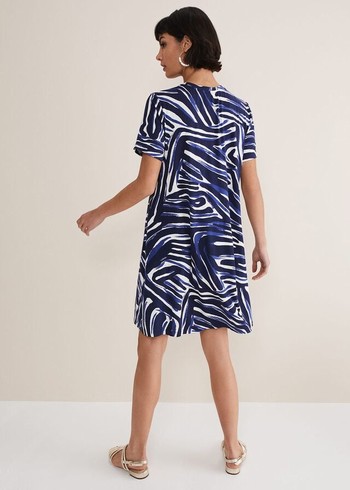 Phase Eight Isabelle Zebra Print Dress Blue/Multicolor USA | 8721493-IN